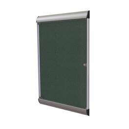 Ghent - Silhouette 1 Door Enclosed Vinyl Bulletin Board with Satin Frame, 4'H x 2'W, Ebony