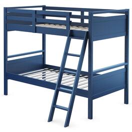 Costway - Twin Over Twin Bunk Bed Convertible 2 Individual Beds Wooden - Navy