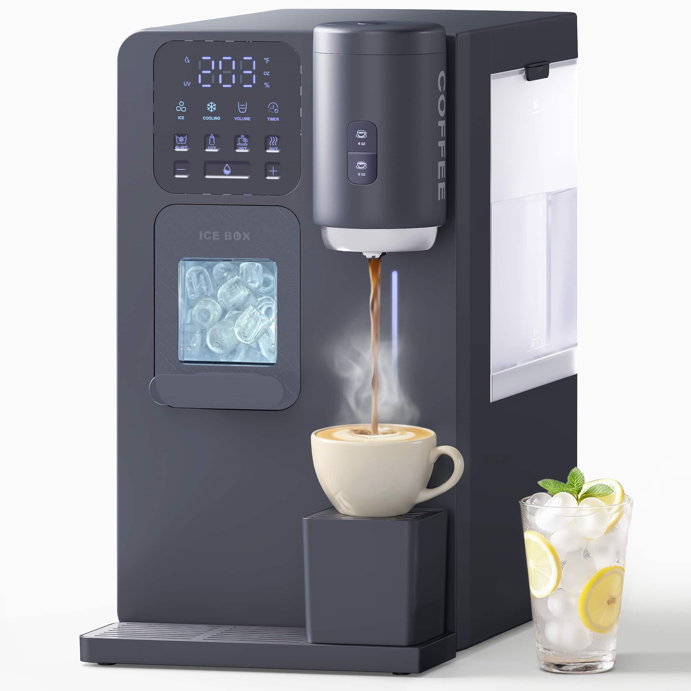 Etust - 6-in-1 Coffee Brewer with Ice Maker and Water Dispenser, Compact Countertop Beverage Machine for Home Office - Blue