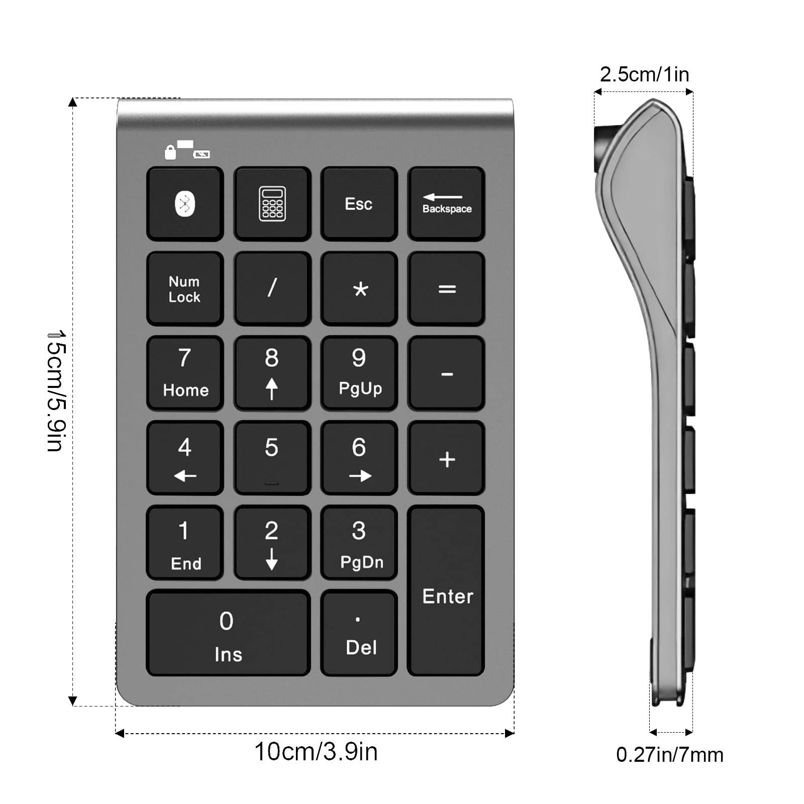 Pacoar Cade Number Pad Wireless & Wired 10 Key Usb Keypad Two In One ...