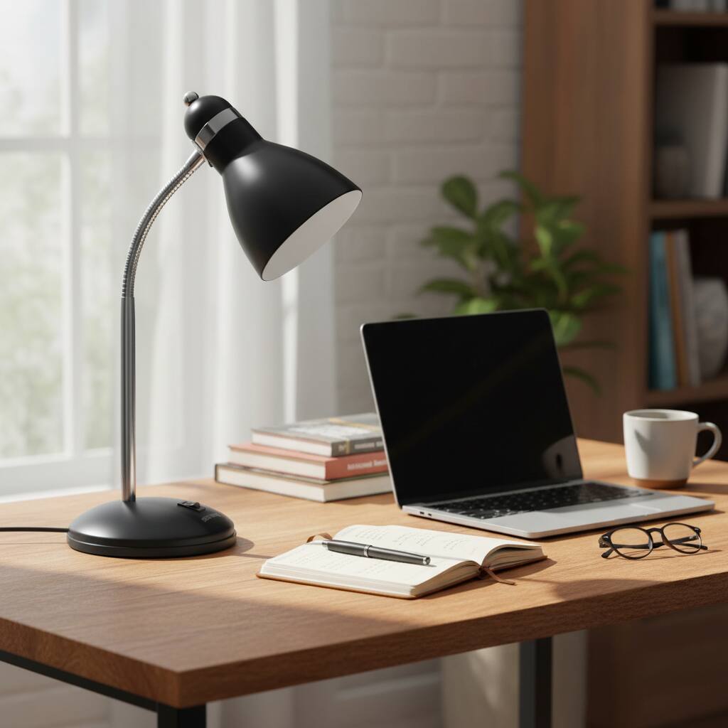 Alt View 1. Dazzed Corner - Adjustable Metal Desk Lamp, Eye-Caring Gooseneck Light - Black.