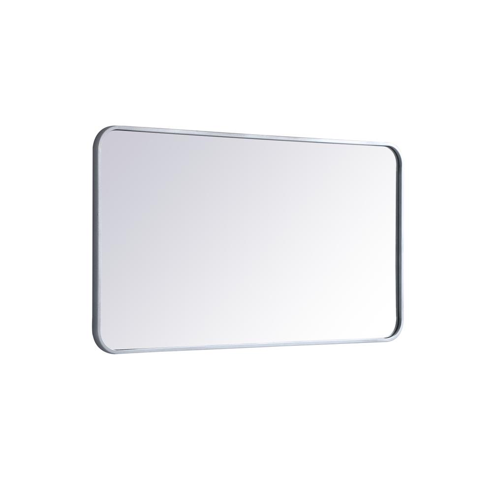 Alt View 1. Elegant Decor - Soft corner metal rectangular mirror 22x40 inch in Silver - Silver.