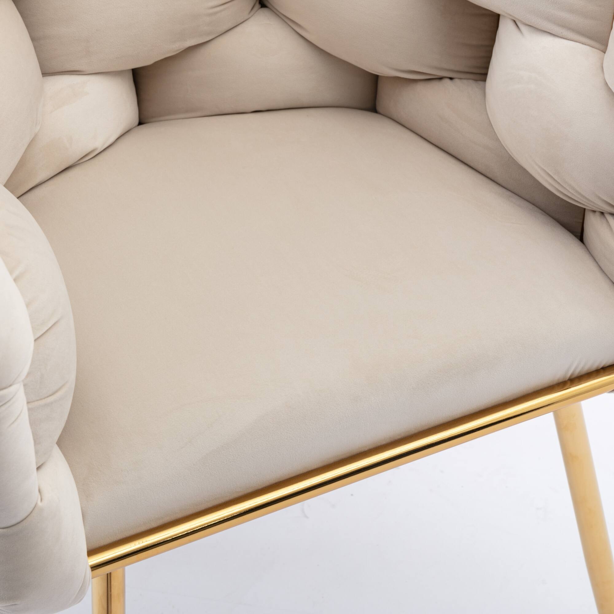 Alt View 4. Lirago - 28" W Modern Simple Velvet Single Chair with Armrest Bedroom Dresser Stool (Set of 2) - Beige.