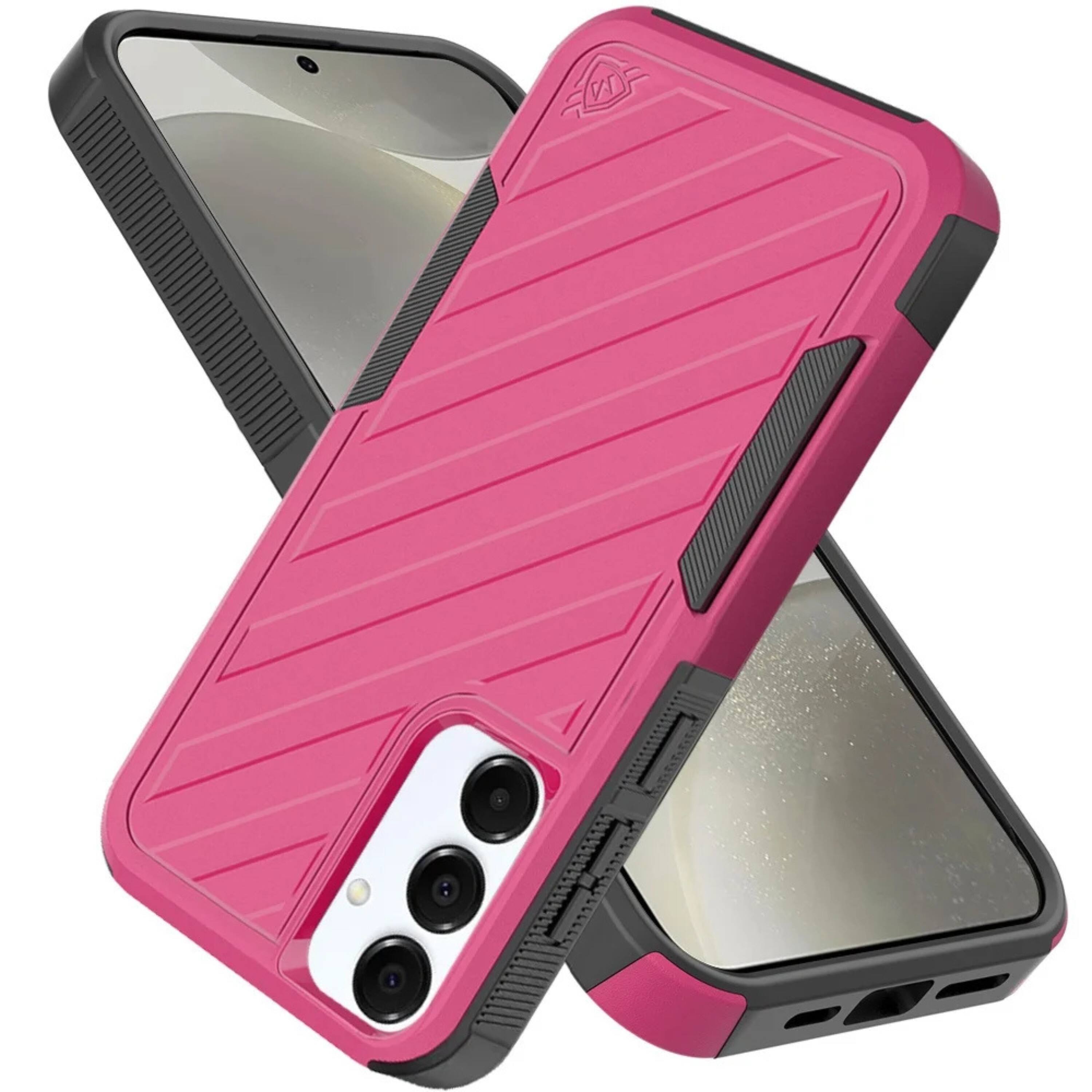 Left. Kitcheniva - Shockproof Rugged Case For Samsung S25 Plus S24 Plus Dual Layer Design Hot Pink - Pink.