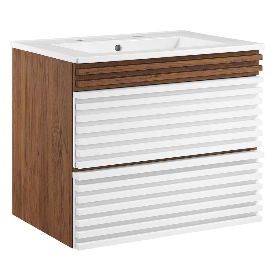 Angle Renderer Modway Render Wall Mount Bathroom Vanity with White Basin Included ...