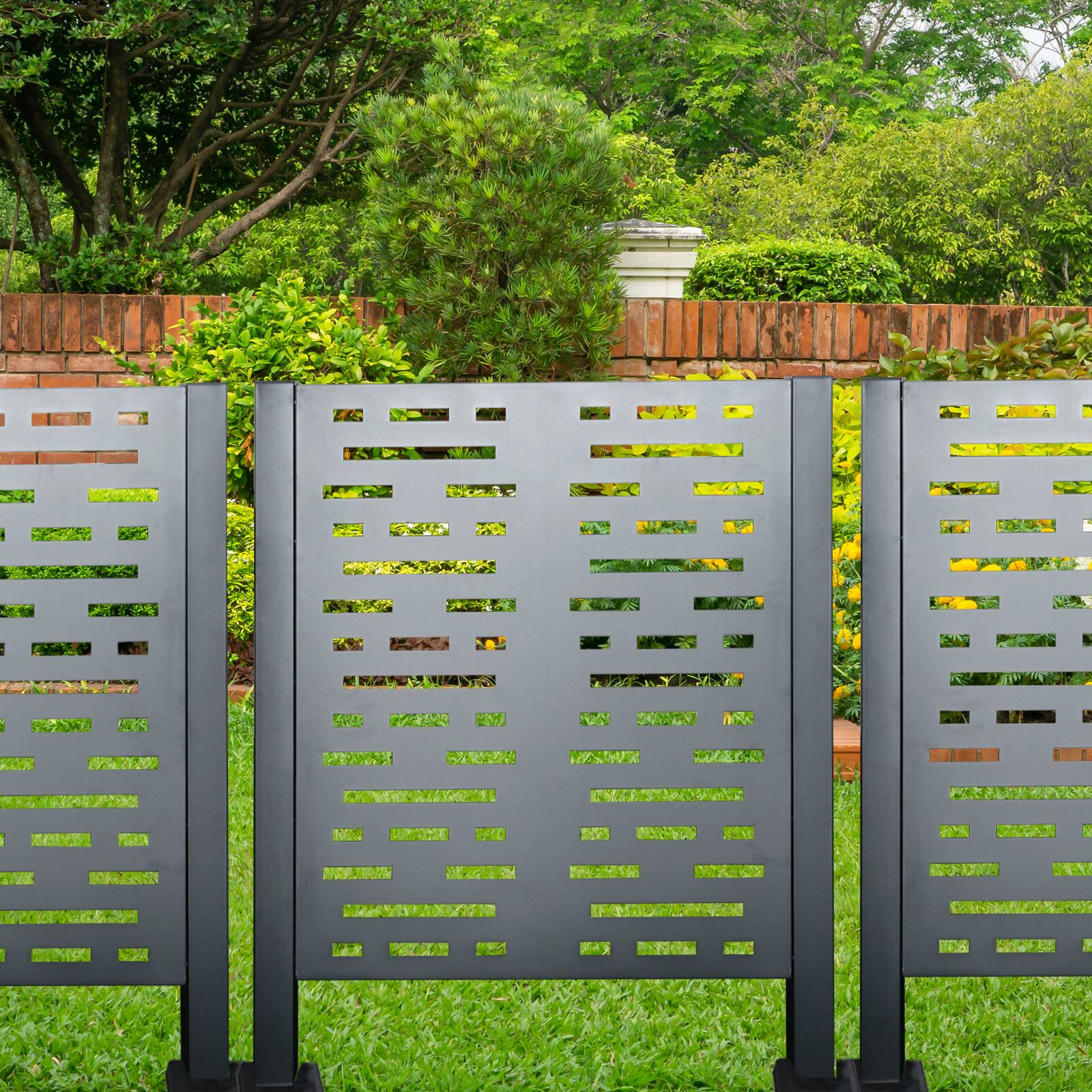 Left. Mondawe - 3ftx3ft Air Conditioner Fence for Outdoor Units - Charcoal.