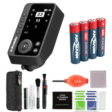20 e TP O A 2.3 O O O D-F Profoto 1.1 * AUTO ANSMANN + AAA ALKALINE I ANSMANN + AAA ALKALINE PIXEL LENS CLEANING PAPER Cleamins Wipe WET Cleaning Wipe