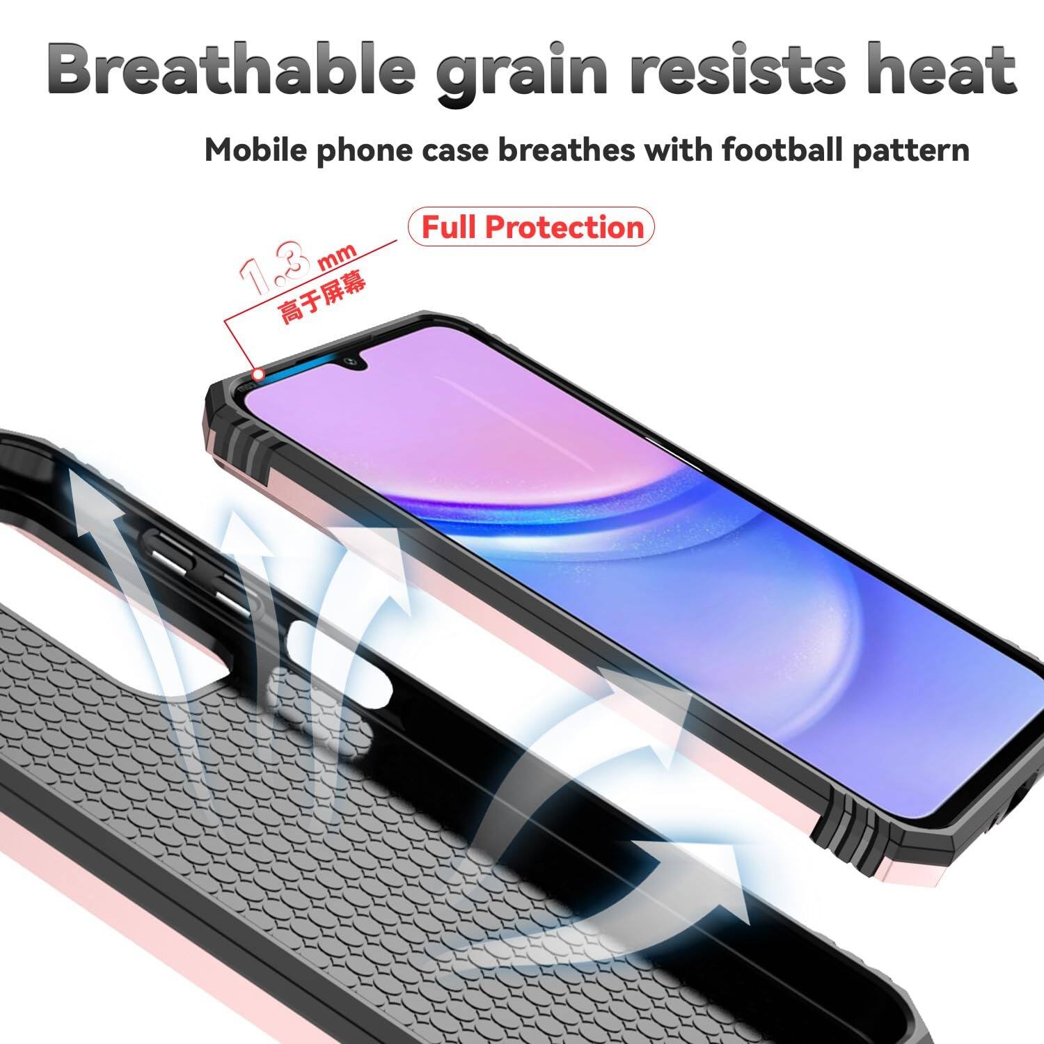 Breathable grain resists heat  
Mobile phone case breathes with football pattern  
Full Protection  
1.23 mm