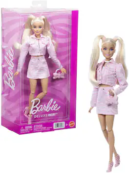 Mattel - Barbie Deluxe Style Fashion Doll #9 in Matching Pink Denim Jacket & Skirt Set, Blonde - COLLECTIBLES - Multicolor
