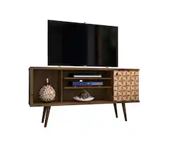 Manhattan Comfort - Liberty Mid-Century Modern 53" TV Stand - Rustic Brown and Natural