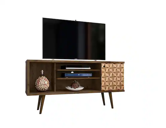 Front. Manhattan Comfort - Liberty Mid-Century Modern 53" TV Stand in Rustic Brown and Natural - Rustic Brown and Natural.