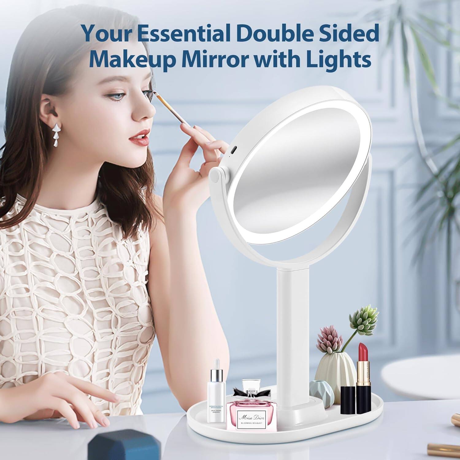 Your Essential Double Sided Makeup Mirror with Lights