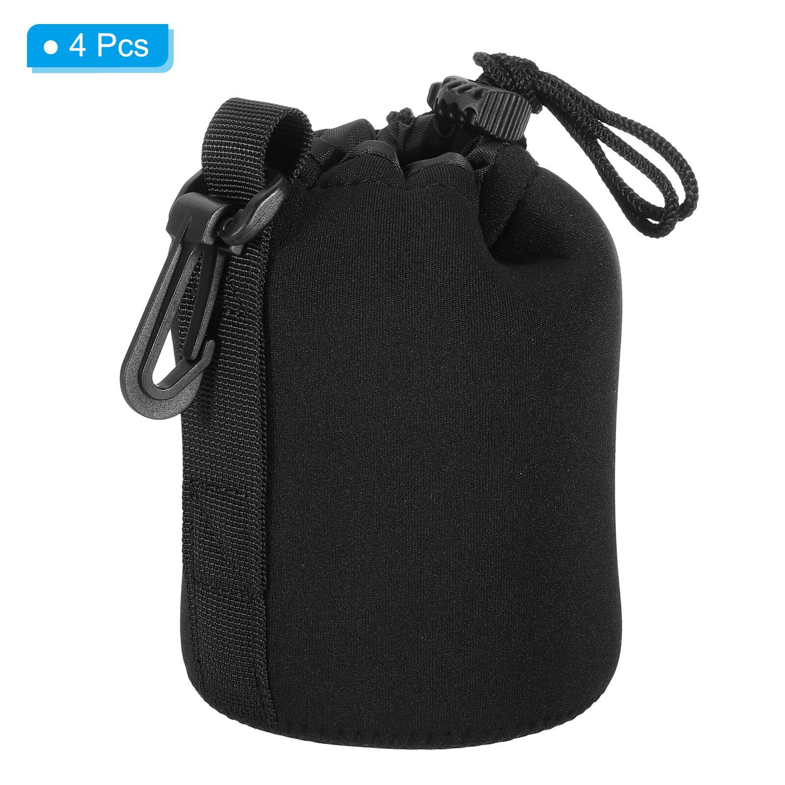 Alt View 2. Unique Bargains - Camera Lens Bag, 4pcs 3.3"x5.5" Drawstring Pouch with Thick Neoprene for DSLR Lens, Water Coffee Cups - Black.