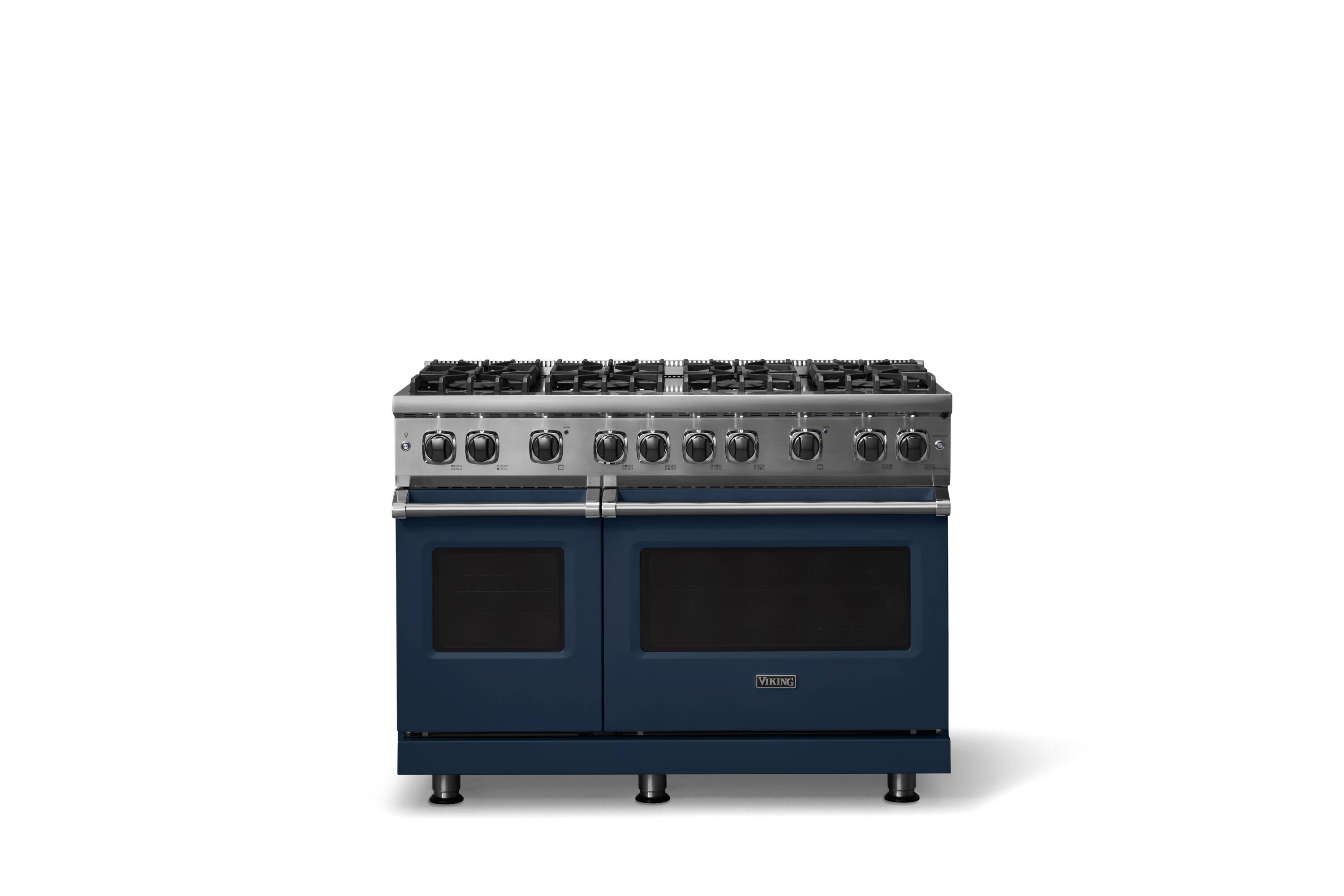 Alt View 2. Viking - 6.1 Cu. Ft. Professional 5 Series Freestanding Double Oven Gas Convection 8 Burner Range - Slate Blue.