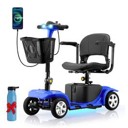 Hover Heart - Electric Mobility Scooter for Adults & Seniors, Lightweight 4 Wheel Travel Scooter with Seat and Basket - Blue