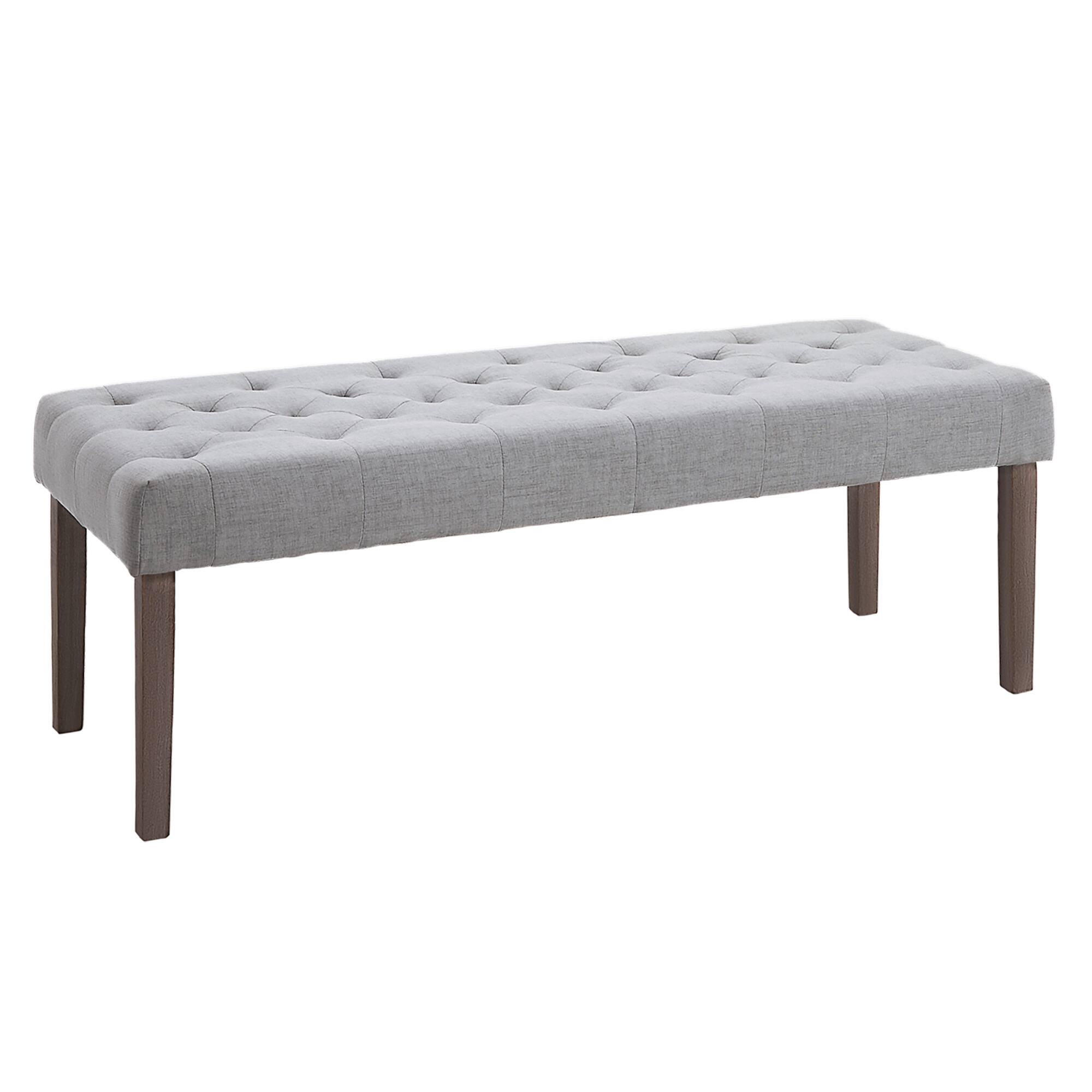 Front. Homcom - Simple Tufted Upholstered Ottoman Accent Bench with Soft Comfortable Cushion & Fashionable Modern Design - Gray.