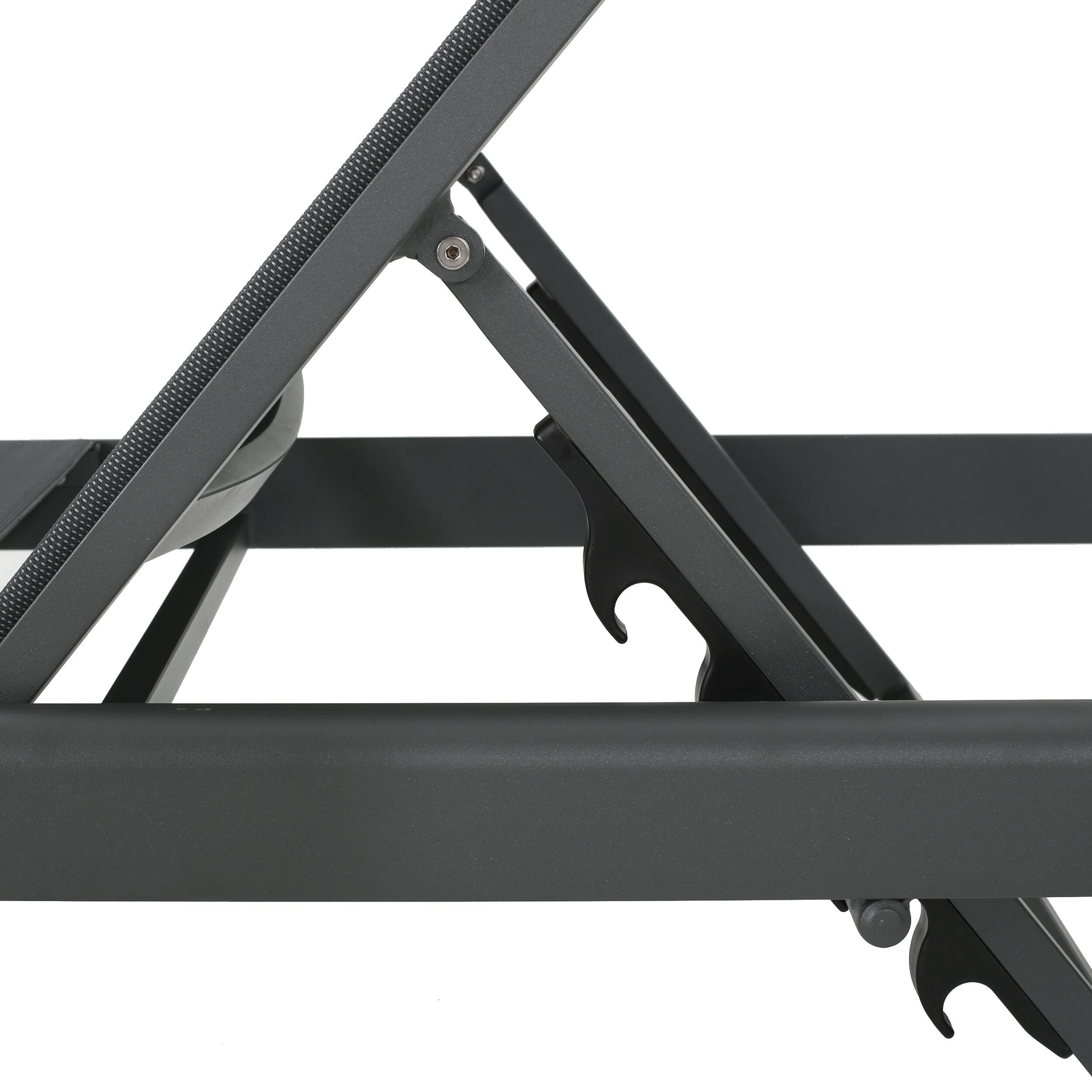 Alt View 5. Mondawe - Adjustable Aluminum Frame Mesh Chaise Lounge with Wheels - Gray.