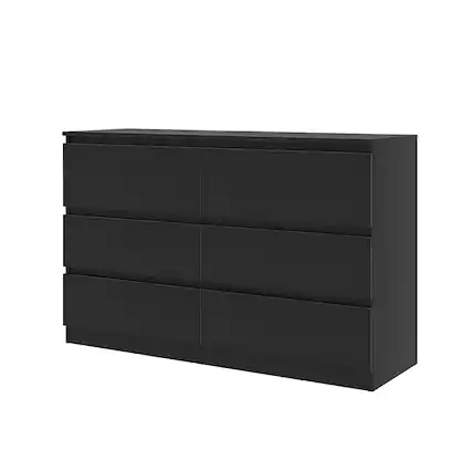 Front. Spaco - Spaco Modern 6-Drawer Dresser, Extra Countertop Deep Storage Concealed Handles, Bedroom Living Room, 47.2"W x 30.9"H - Black.