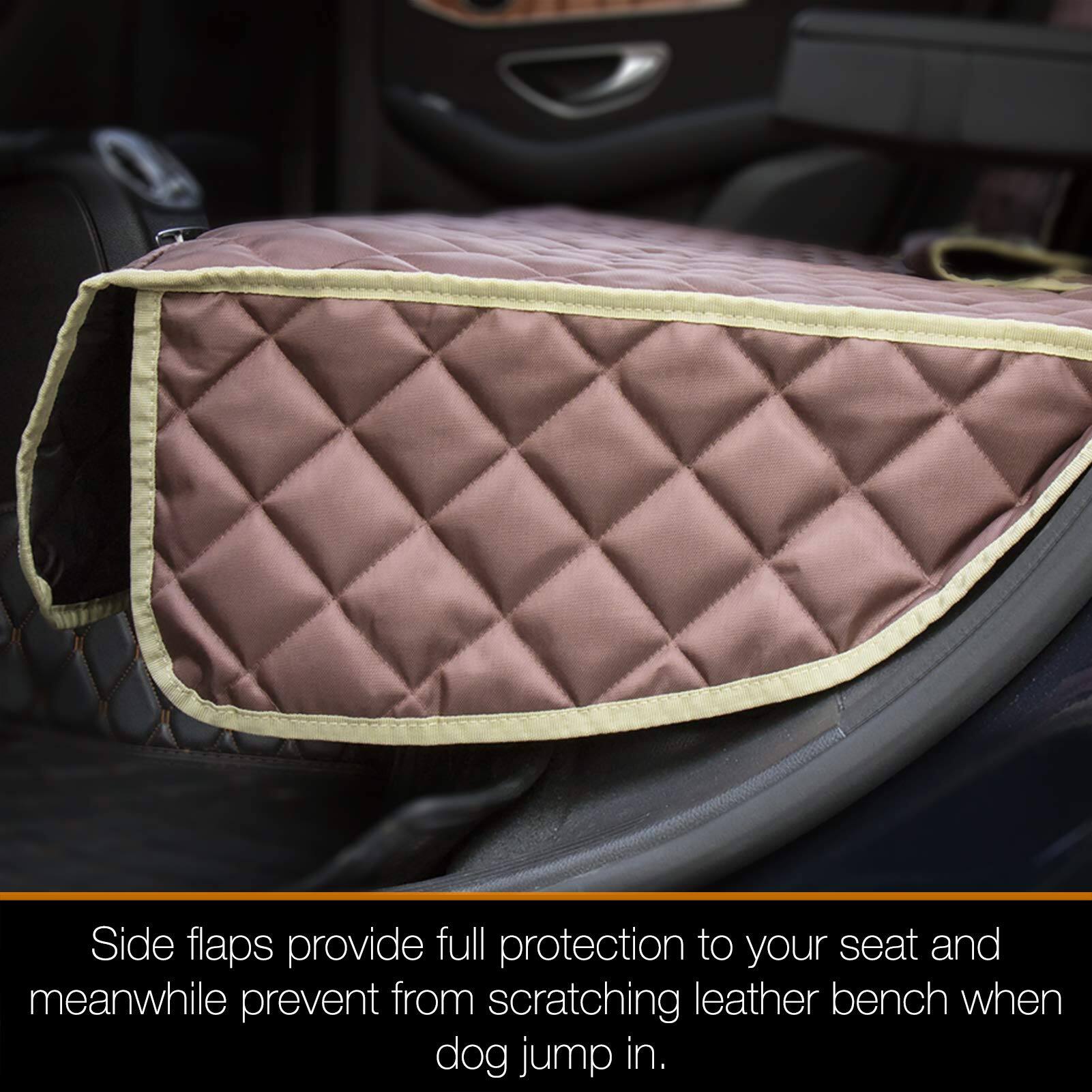 Side flaps provide full protection to your seat and meanwhile prevent from scratching leather bench when dog jump in.