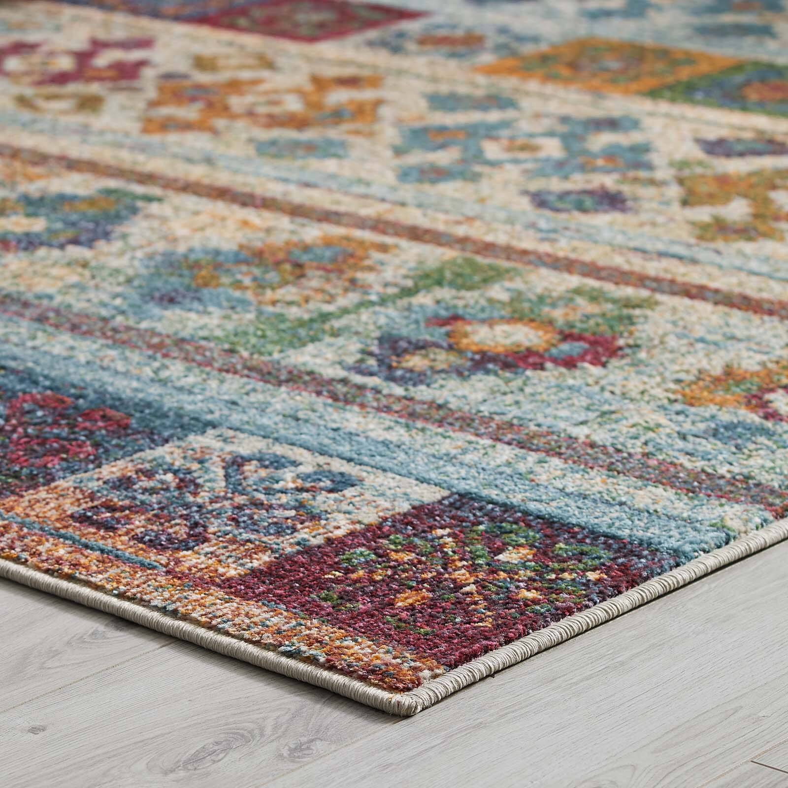 Modway Tribute Nala Distressed Vintage Floral Lattice Area Rug ...