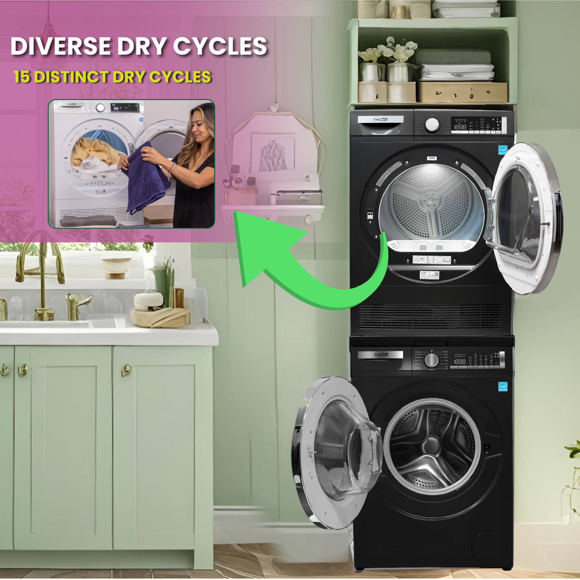 DIVERSE DRY CYCLES  
15 DISTINCT DRY CYCLES