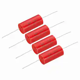 Unique Bargains - 4pcs 4uf Frequency Divider Capacitor, 250V Axial Audio Speaker Crossover MKP Film Capacitor - Red
