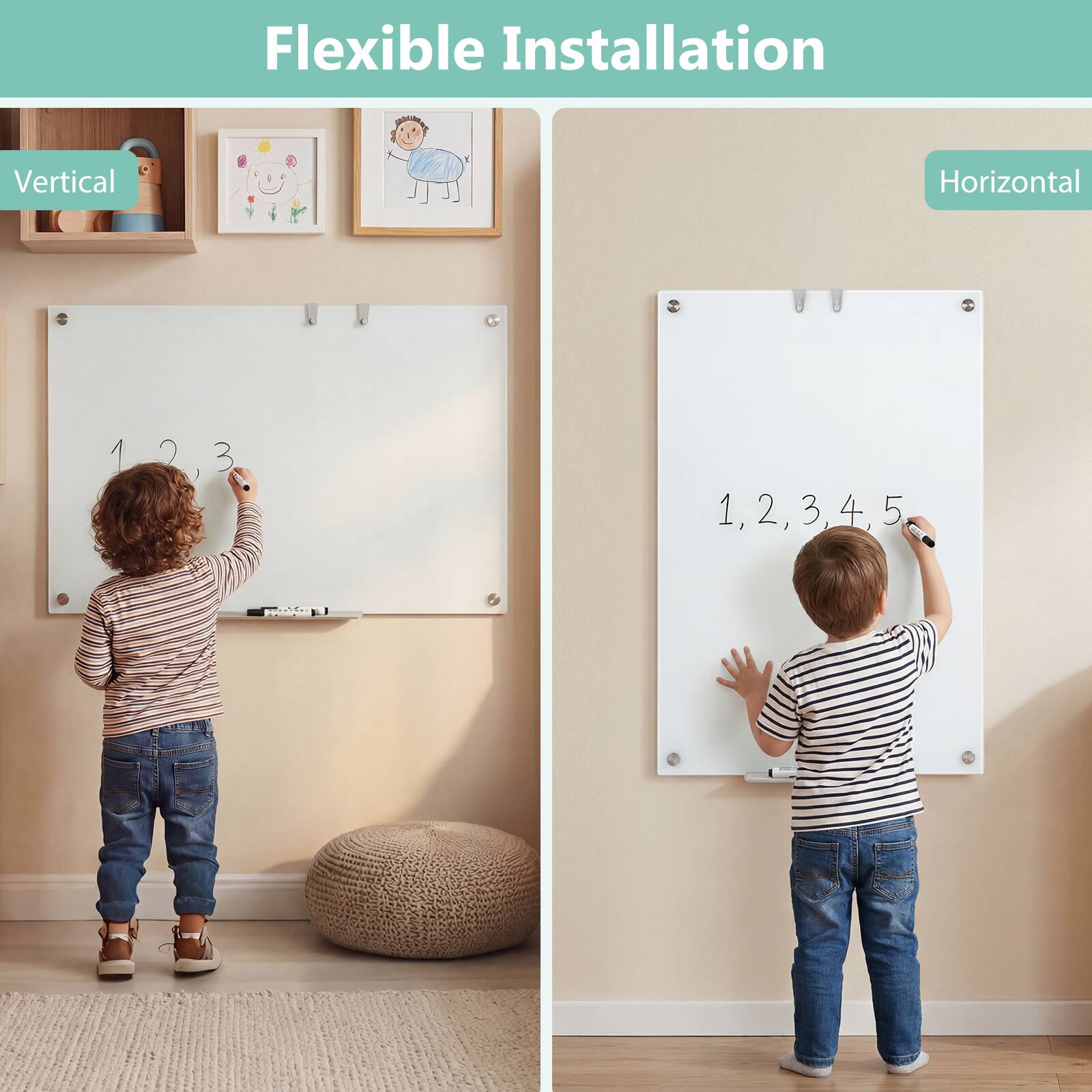 Flexible Installation  
Vertical  
Horizontal  

1, 2, 3  
1, 2, 3, 4, 5