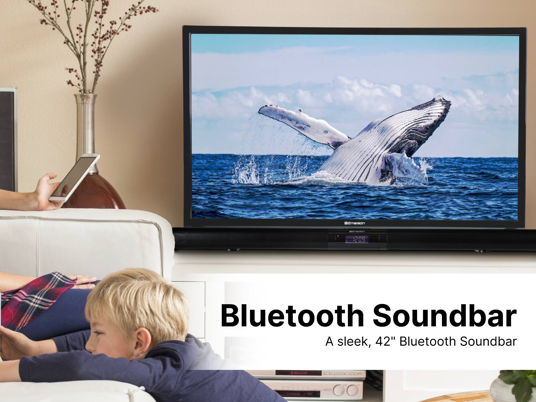 Bluetooth Soundbar, A sleek, 42" Bluetooth Soundbar