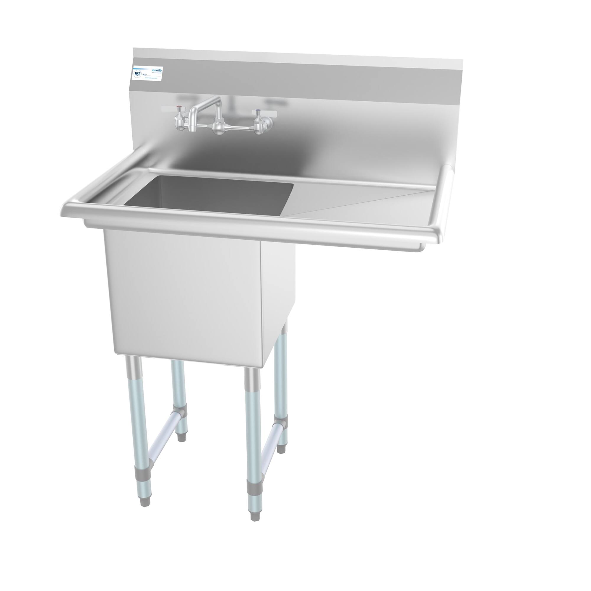Back. Koolmore - 33 in. One Compartment Stainless Steel  Sink with Drainboard, Bowl Size 15"x 15"x 12" SA151512-15R3FA. - Stainless Steel.