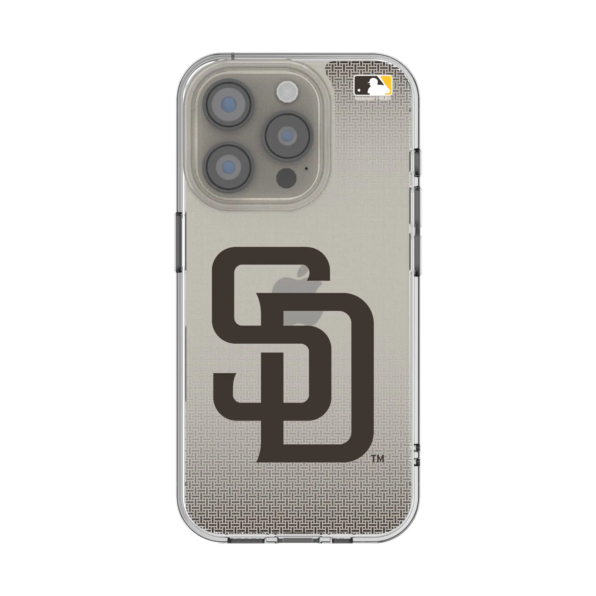 Front. Keyscaper - San Diego Padres Linen Logo iPhone Clear Case - 14 - Multicolor.