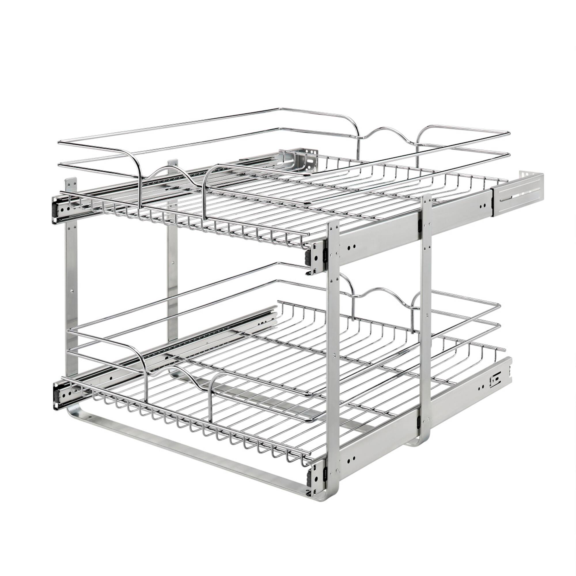 Front. Rev-A-Shelf - Rev-A-Shelf Pullout 2-Tier Basket Organizer for Kitchen or Vanity Cabinets, 24 x 22 In, 5WB2-2422-CR-1 - Chrome.