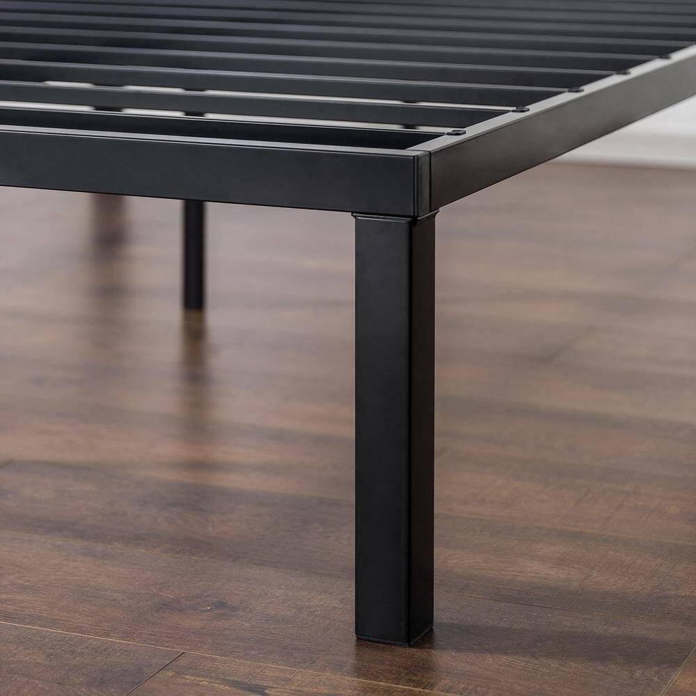 Back. Hivvago - Twin size Modern 16-inch Sturdy Steel Metal Platform Bed Frame - BLack.