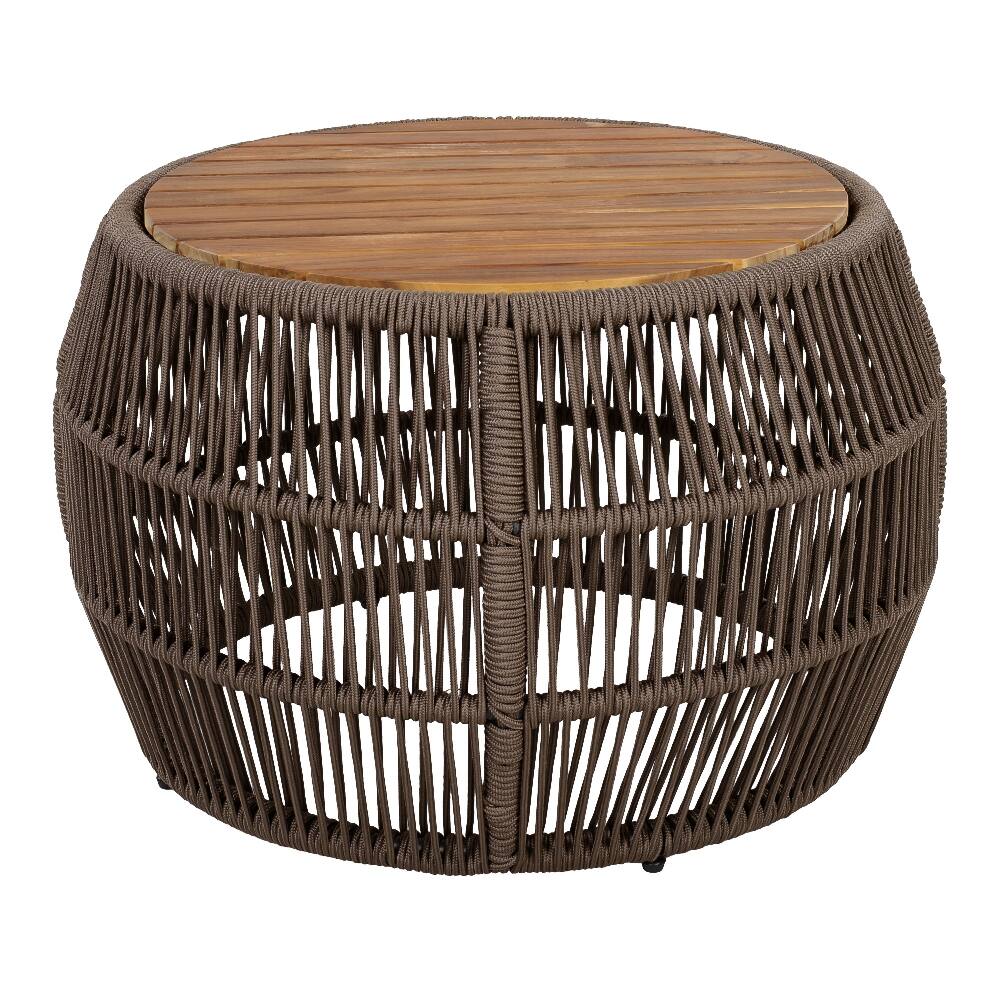 Alt View 1. Loheer - Loheer Acacia Wood Side Table Round Outdoor Table Grey Rope - Grey.