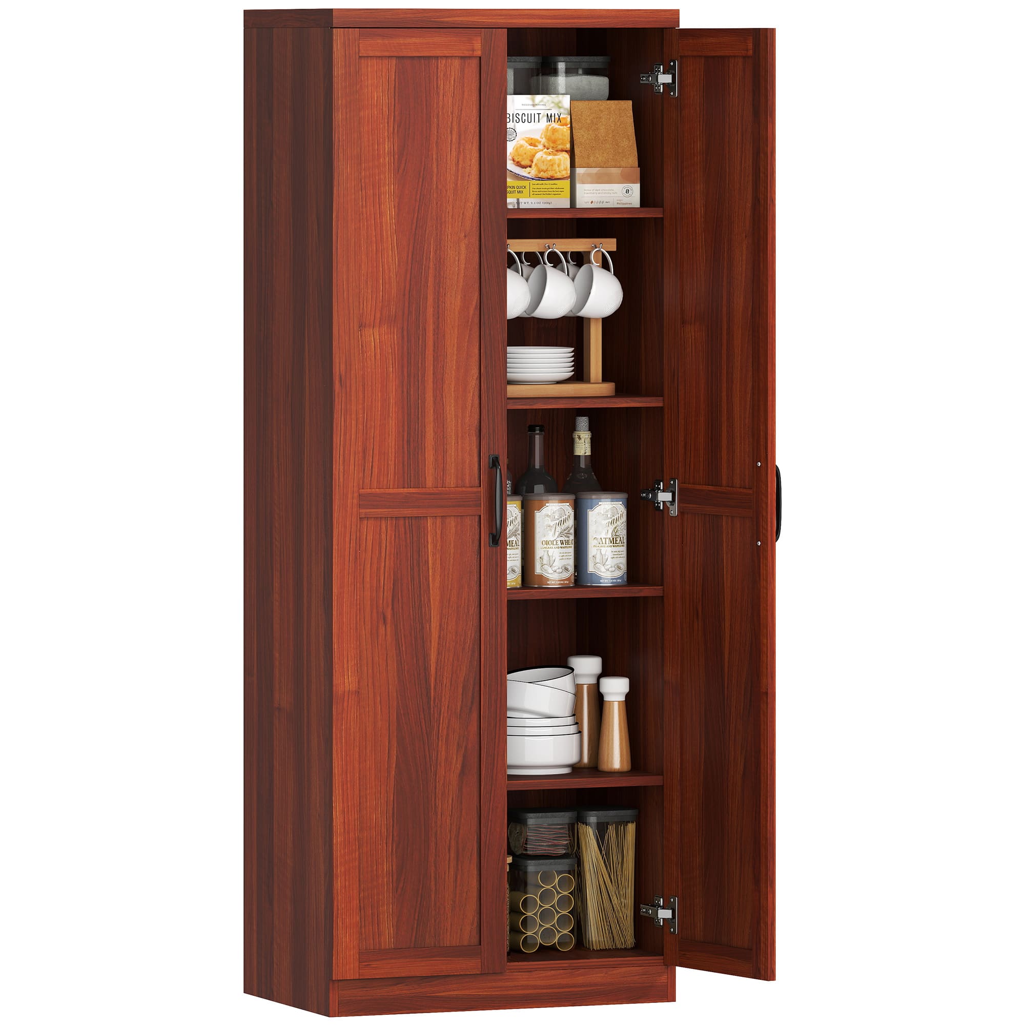 Homcom - Kitchen Pantry Storage Cabinet with Doors and Shelves - Tan