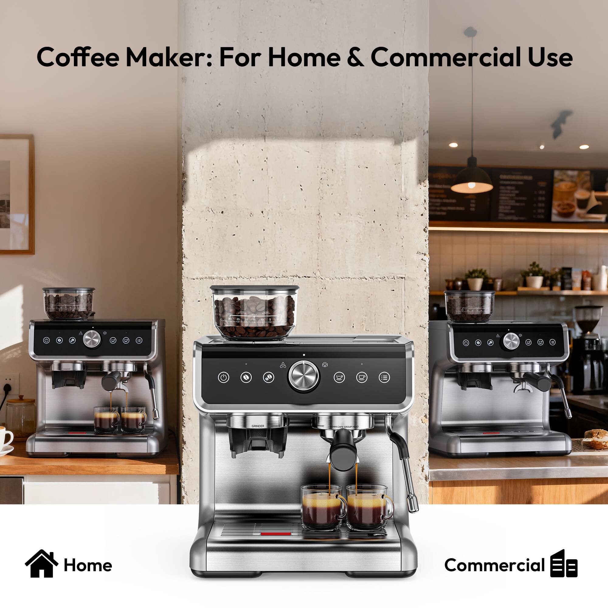 Coffee Maker: For Home & Commercial Use

A: Home Commercial