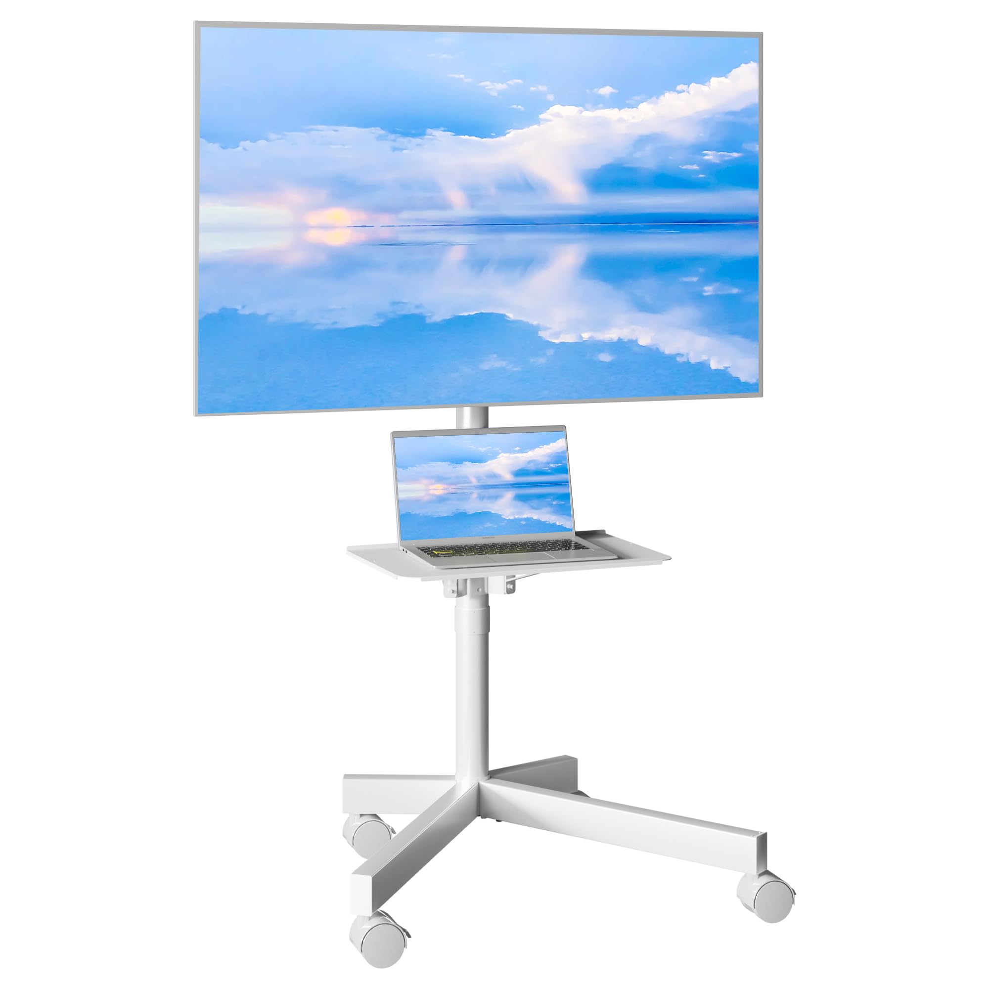 Front. ThinkLink Electronic - Mobile Stand 23- Tvs Rolling Locking Wheels Adjustable Height Media Shelf Max Vesa High Quality - White.