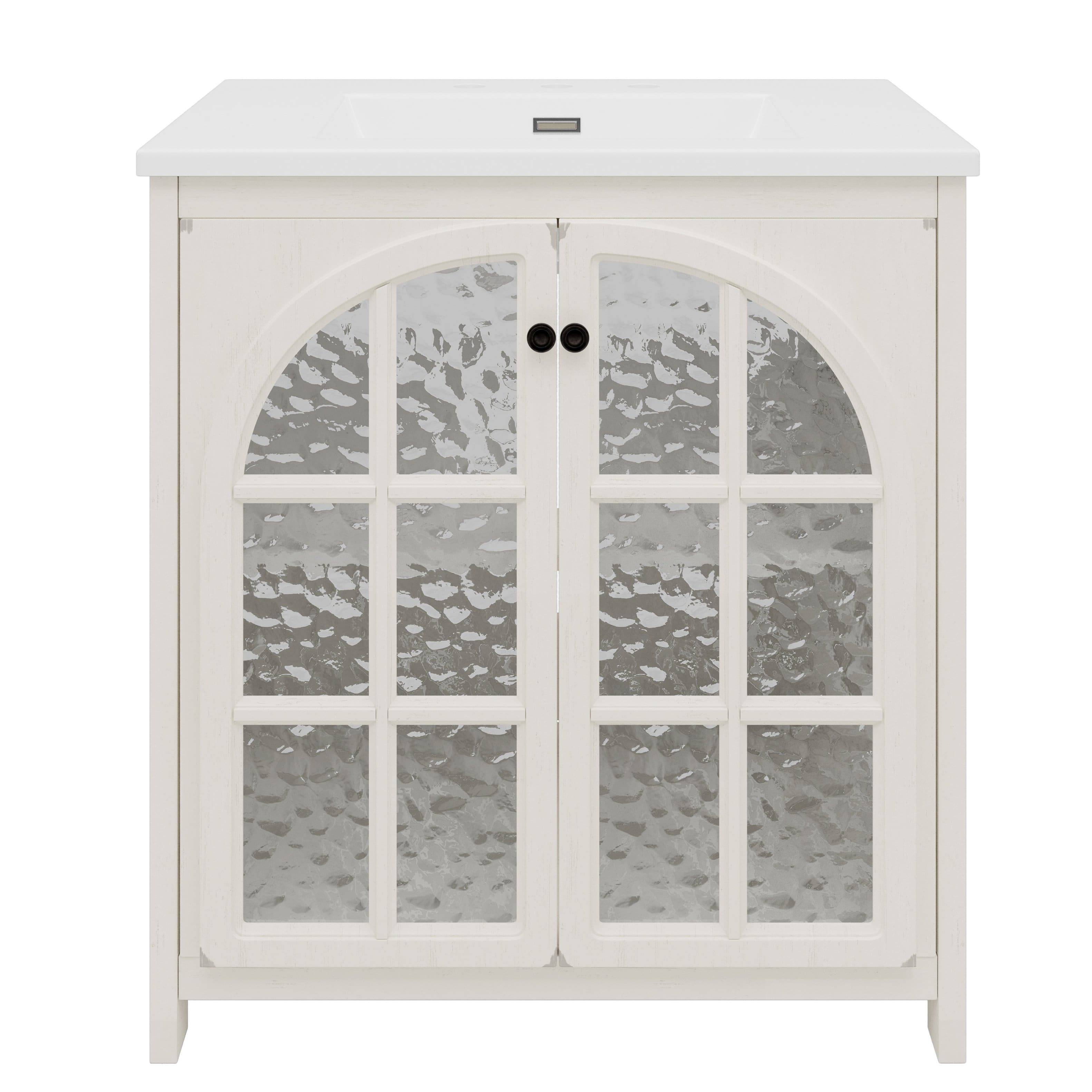 31" Bathroom Vanity with Ceramic Sink, Vintage Farmhouse Style, Soft-Closing Doors, Storage Cabinet for Bathroom