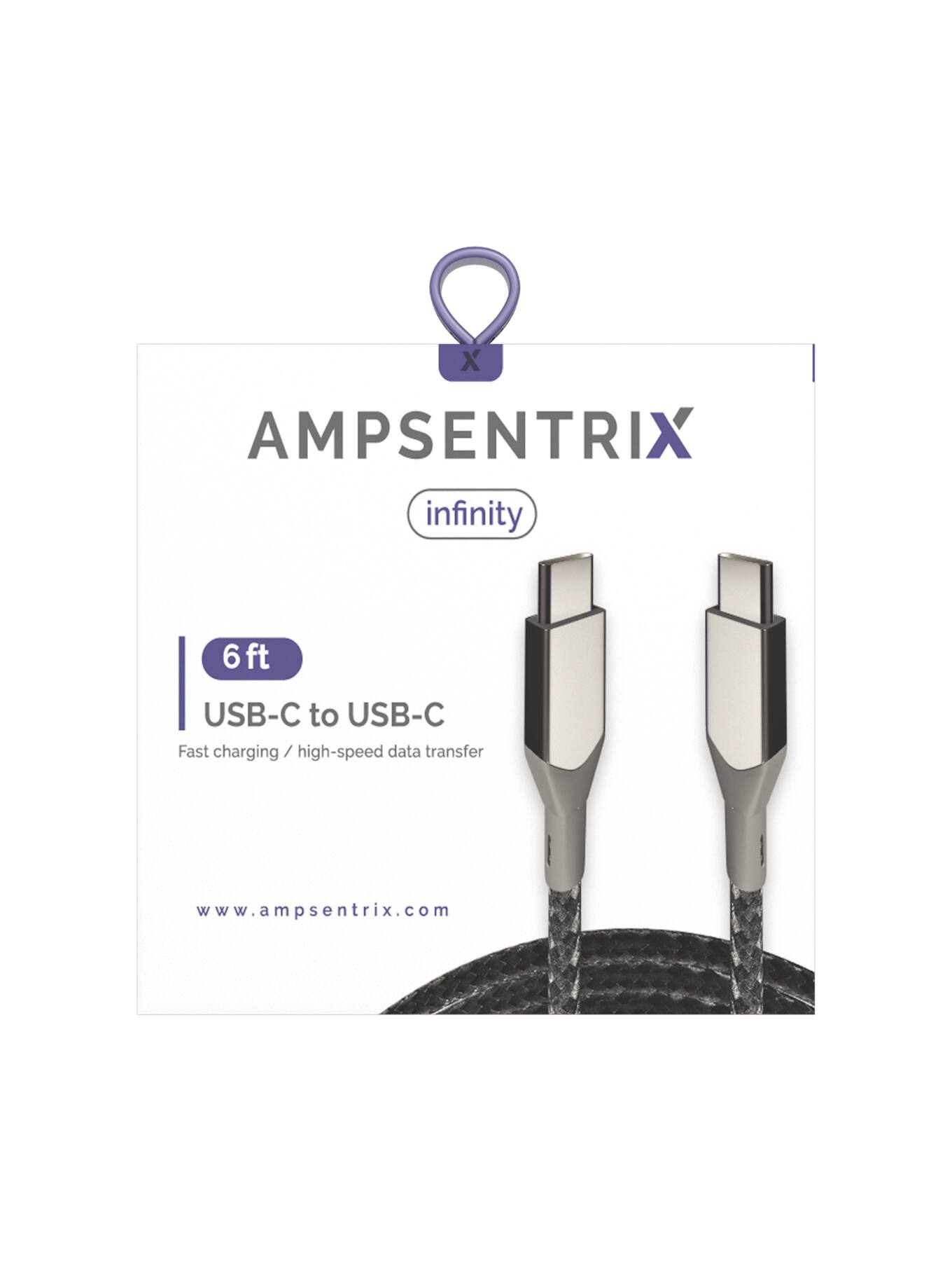 AMPSENTRIX  
infinity  

6 ft  
USB-C to USB-C  
Fast charging / high-speed data transfer  

www.ampsentrix.com