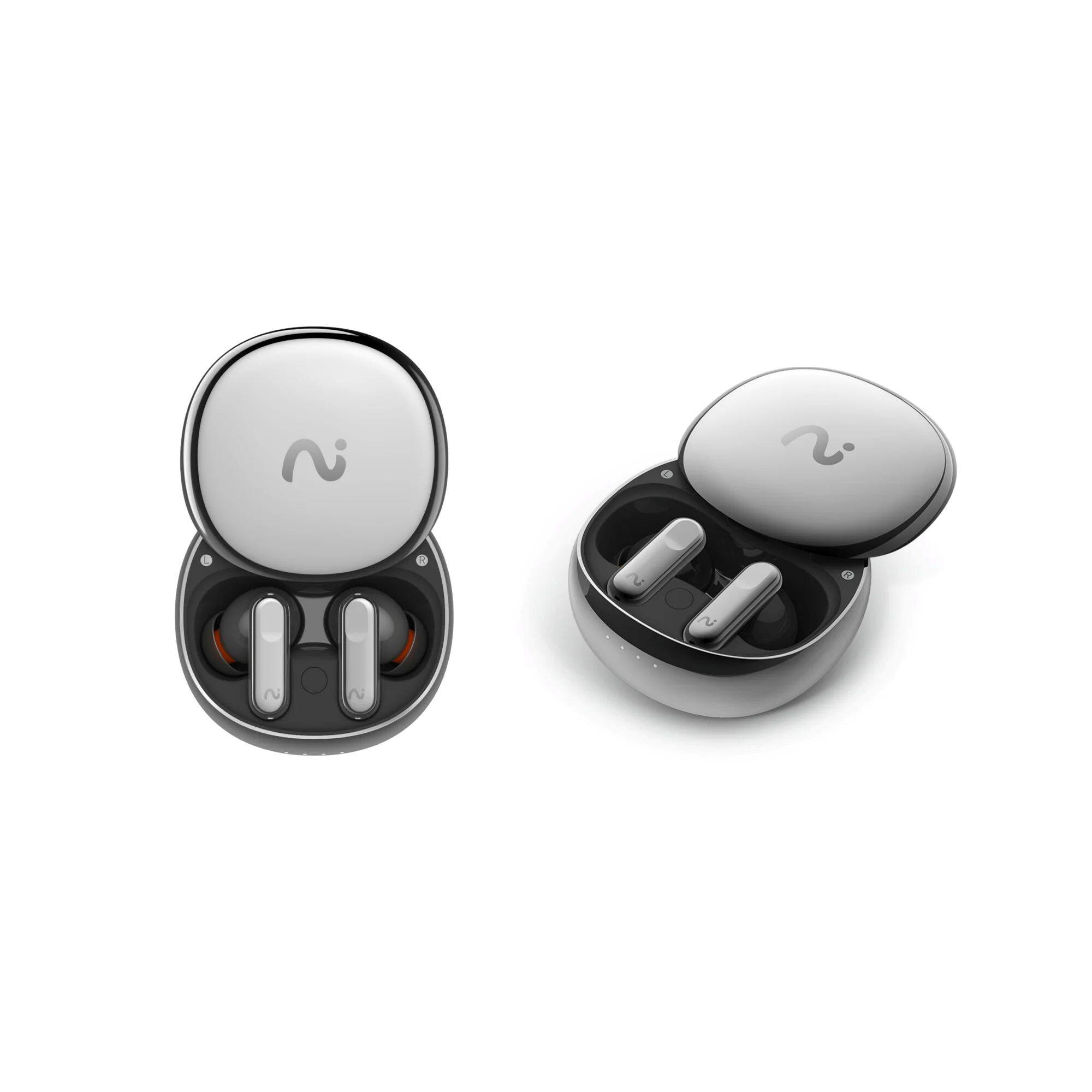 Angle. VIAIM - Nano+ AI Voice Recorder Earbuds-Meeting Assistant with Transcription, Flash Record, To-Do Lists & Summaries with ChatGPT - Silver.