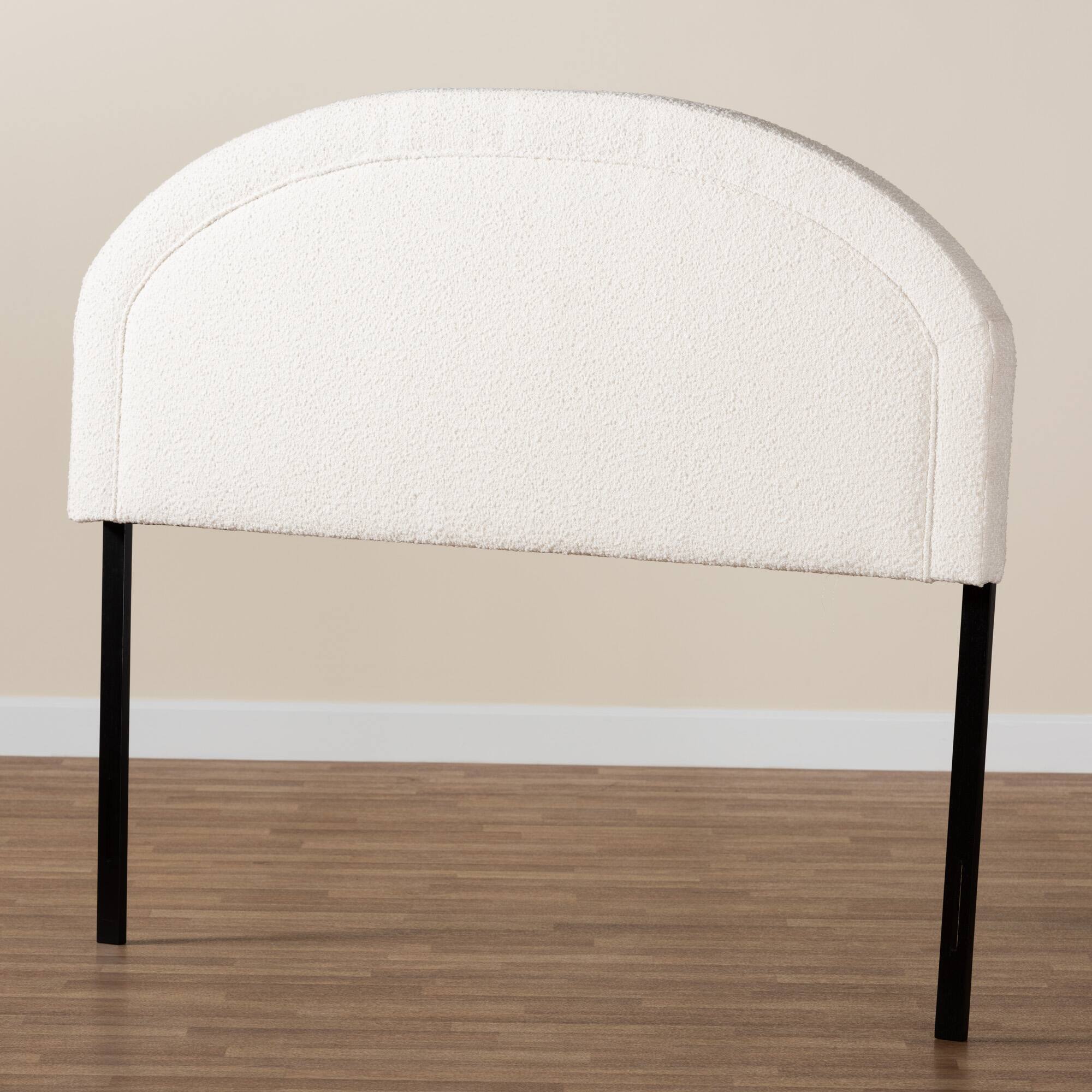 Alt View 2. Baxton Studio - Fiana Modern Boucle Fabric Queen Size Headboard - White/Dark Brown.
