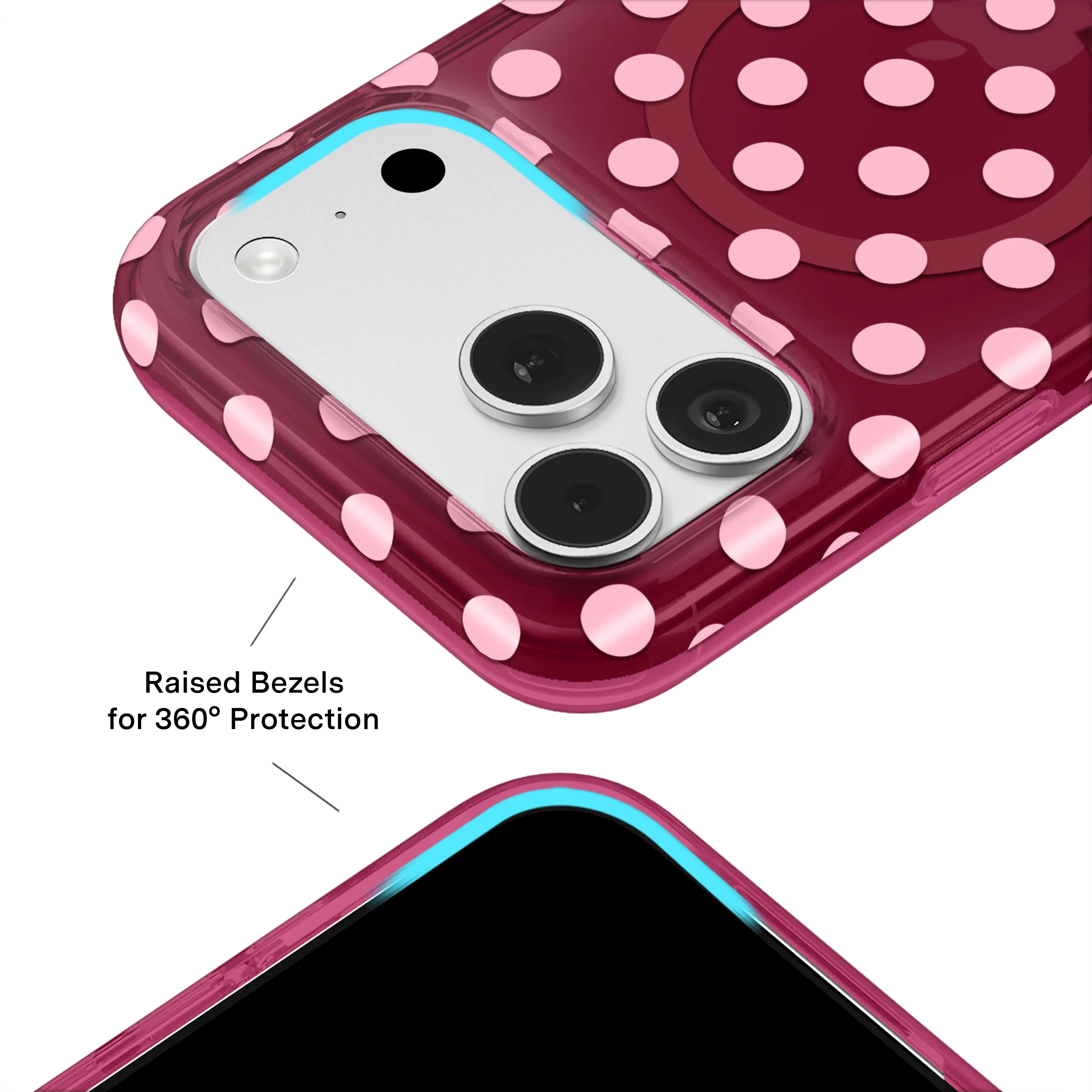 Alt View 2. VELVET CAVIAR - Magsafe Case for Apple iPhone 18 Pro Max / iPhone 17 Pro Max - Raspberry Polka Dot.