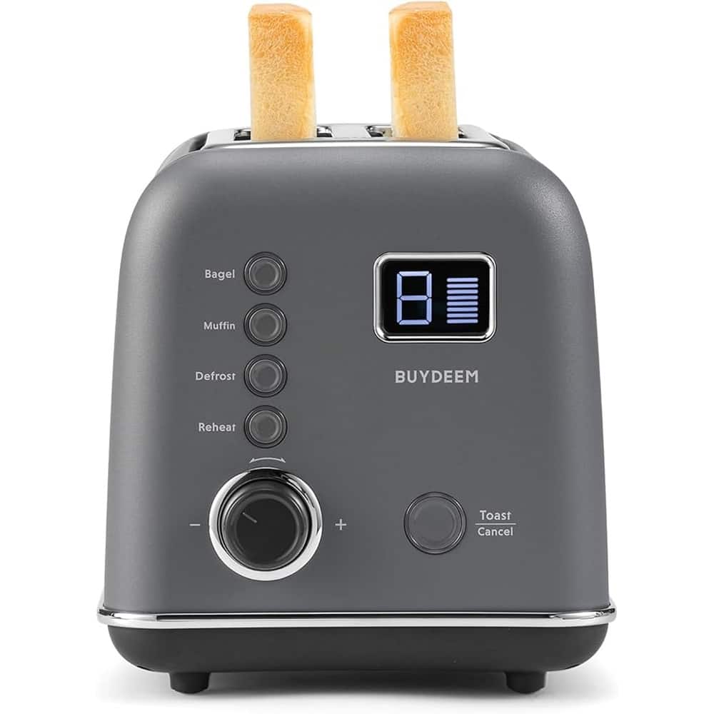 Buydeem - DT730 2-Slice Motorized Toaster with LCD Timer, 9 Shade Settings - Ink Gray