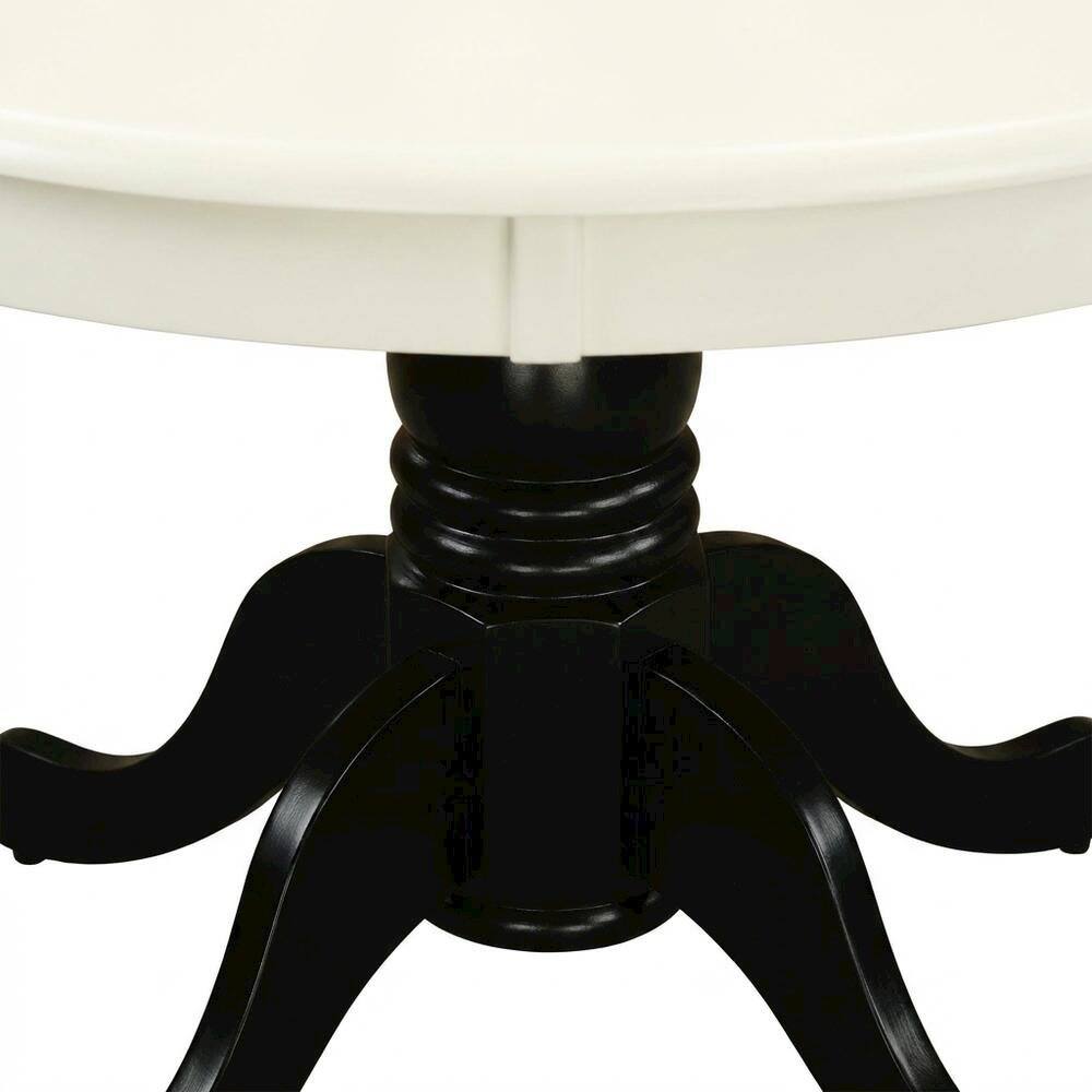 Alt View 2. FurniFact - Linen White Round Pedestal Dining Table - White & Black.