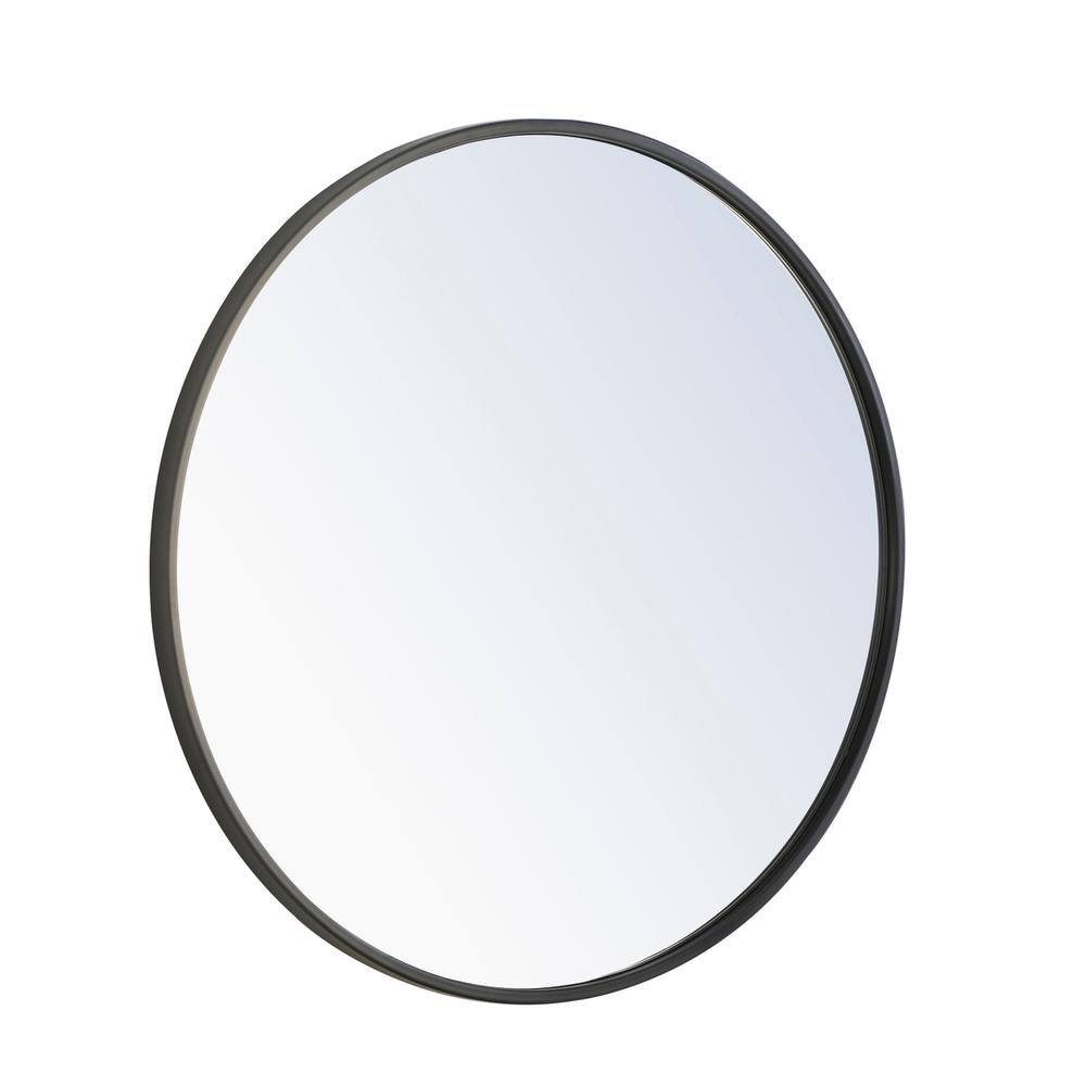Left. Elegant Decor - Metal frame Round Mirror 24 inch Black finish - Black.