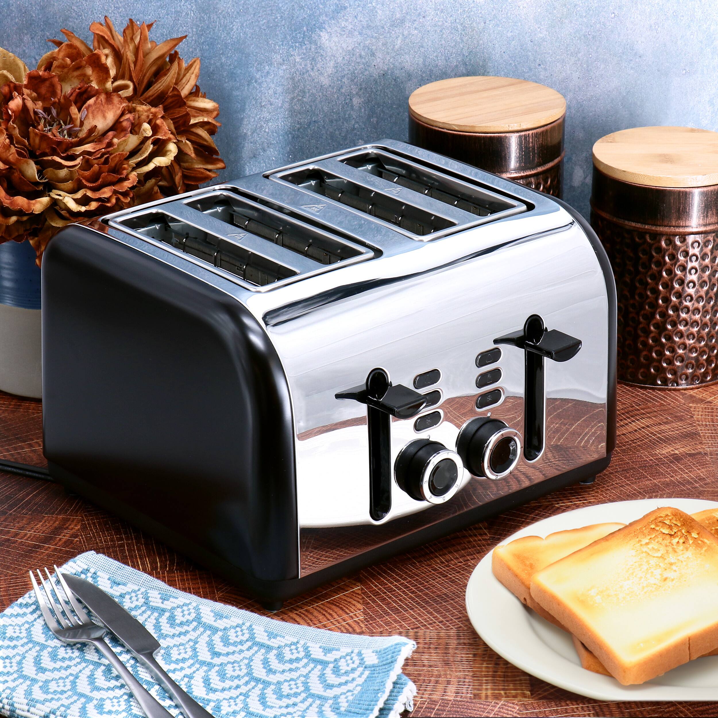 Alt View 1. Redmond - Redmond 4-Slice Wide Slot 1400W Stainless Steel Toaster in Black - Black.