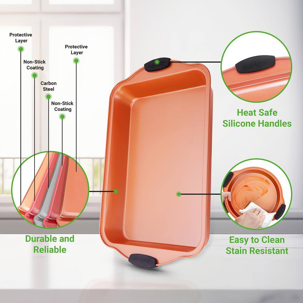 - Protective Layer
- Non-Stick Coating
- Carbon Steel
- Non-Stick Coating
- Protective Layer

- Heat Safe Silicone Handles

- Durable and Reliable

- Easy to Clean Stain Resistant