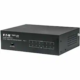 Eaton Tripp Lite Series 8-Port 10/100/1000 Mbps Desktop Gigabit Ethernet Unmanaged Switch with PoE+, 60W, Metal - Black
