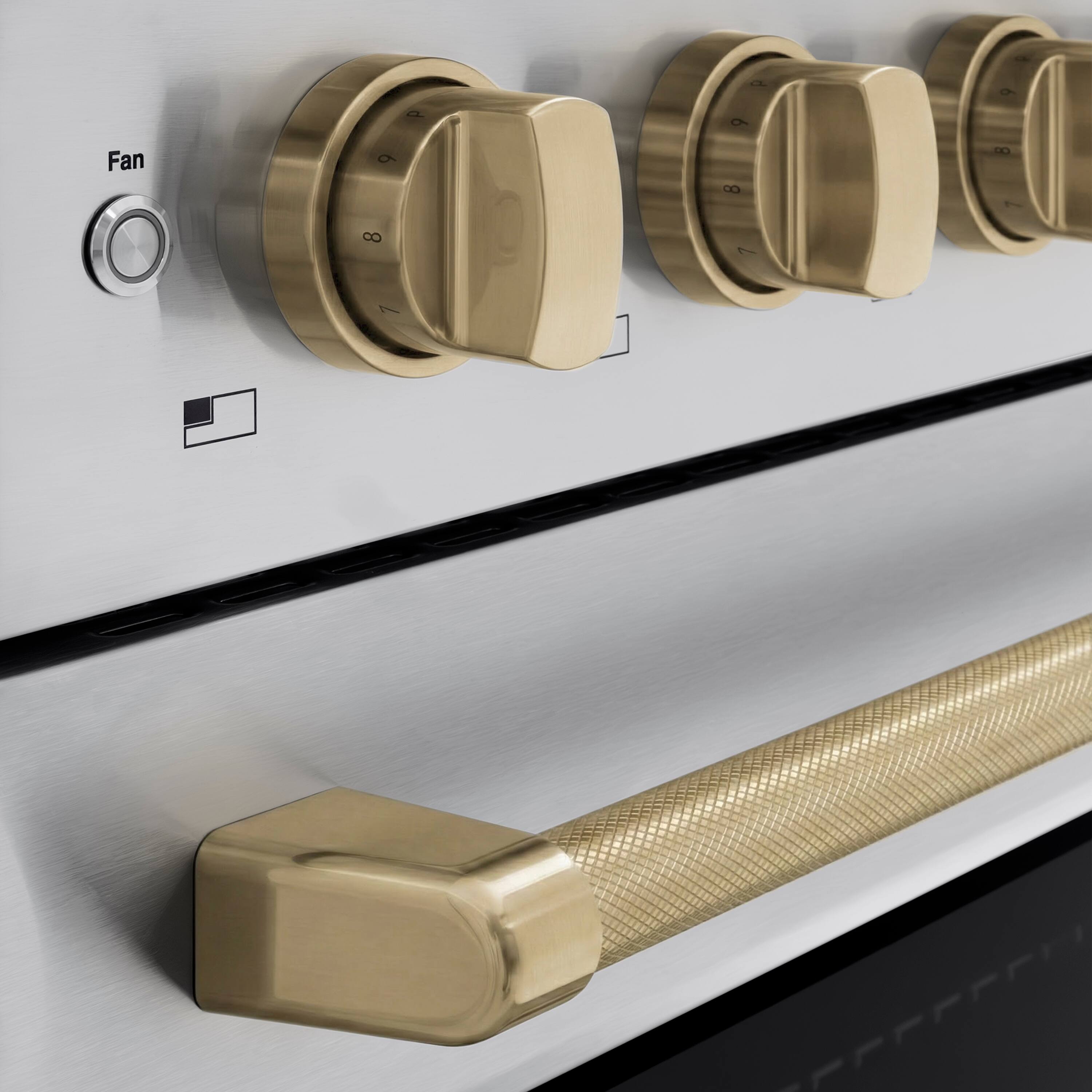 Alt View 5. ZLINE - Autograph 36 in. 5.2 cu. ft. Paramount Freestanding Induction Range with 5 Burners and Champagne Bronze Helix Handle - Stainless Steel.