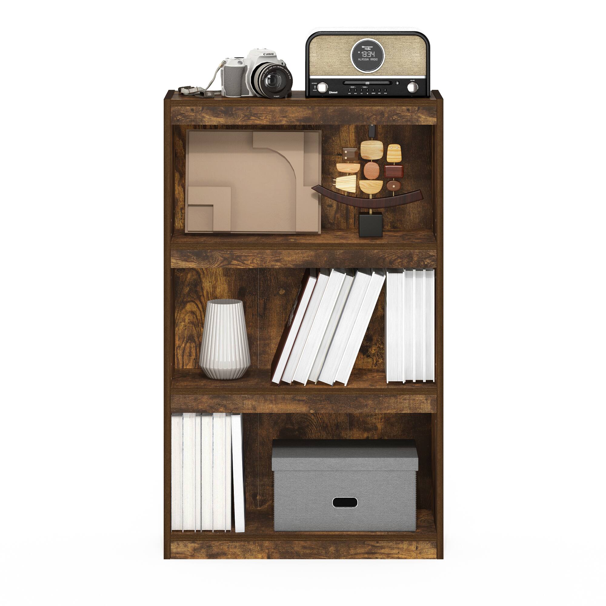 Alt View 3. Furinno - Daly 8-Cube Horizontal Bookcase, Bookshelf, Storage Organizer, 35 Width - Espresso.