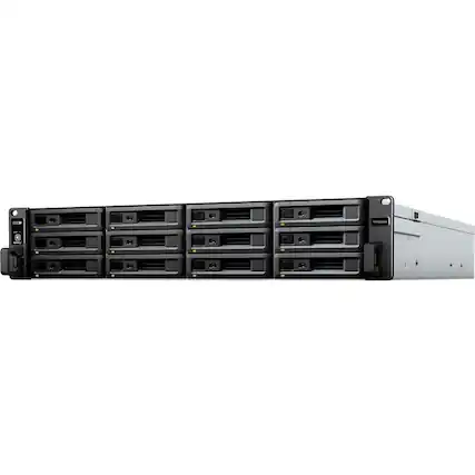 Front. Synology - Synology RX1222SAS Drive Enclosure Serial Attached SCSI (SAS), SATA - SAS Host Interface - 2U Rack-mountable - Hot.